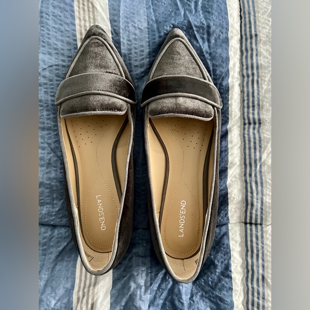 Land’s End velvet loafer/skimmer, grey, 7.5